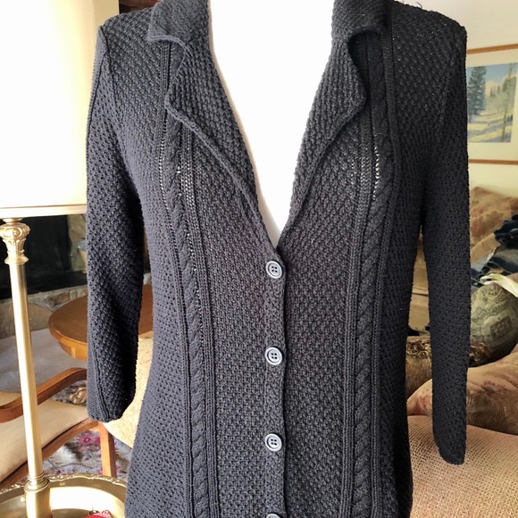Sweaters - Black Cotton Cardigan